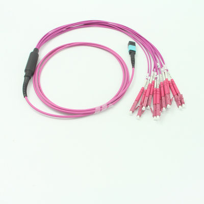 OM4 MPO LC Optical Fiber Cable 12 Core  2m Mpo Multimode Fiber